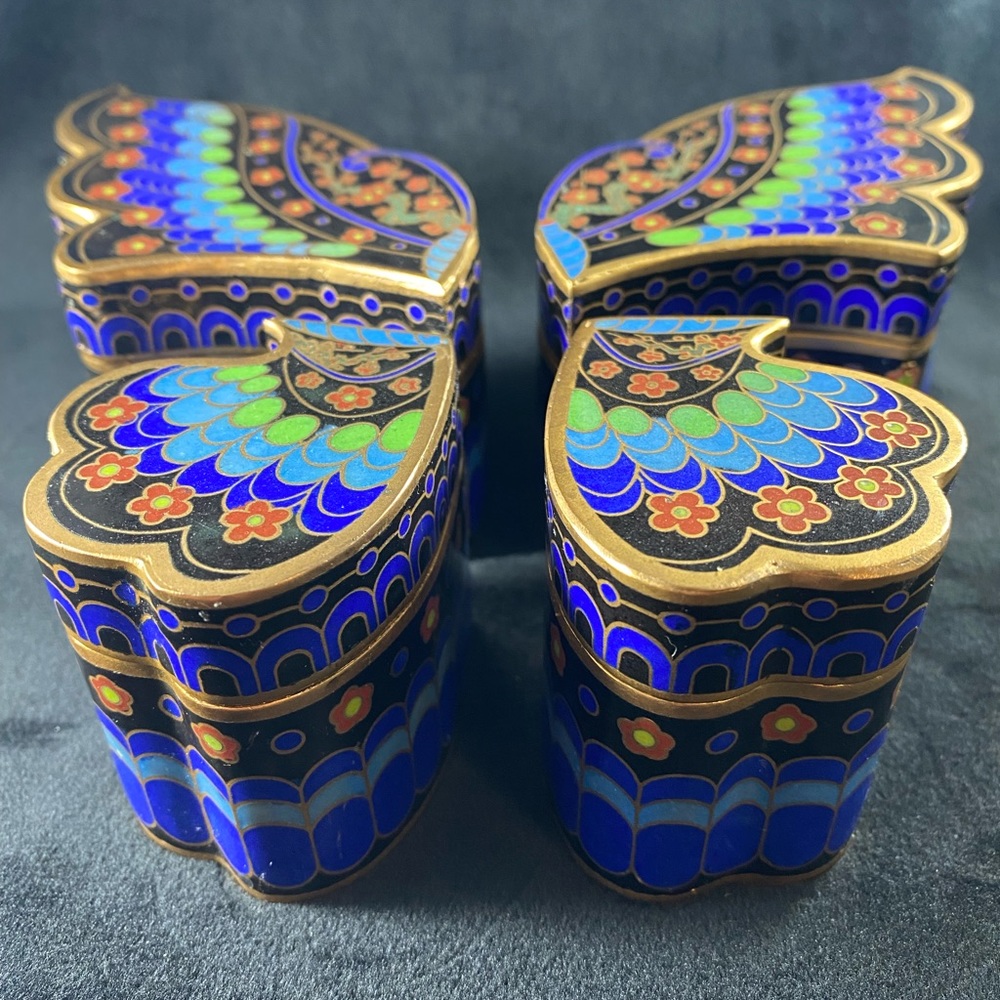 Vintage cloisonné butterfly puzzle box - Picture 6 of 7